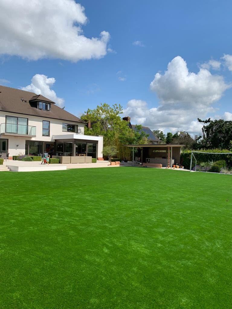 Large backyard turf lawn